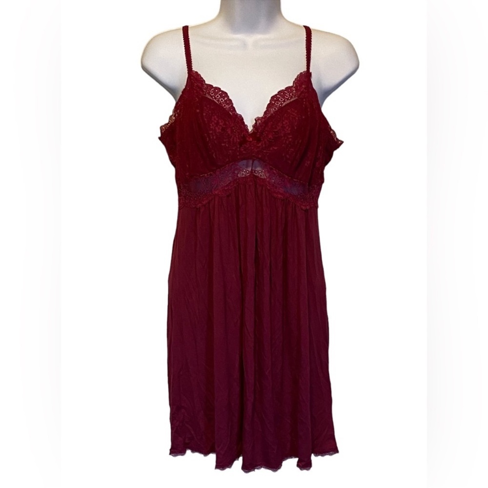 INC International Concepts Lace-Trimmed Knit Chemise Nightgown Rhododendron - Picture 2 of 9